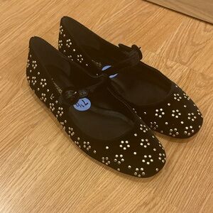 Larroude Black Studded Flats